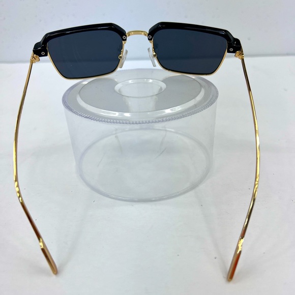 JOHN VARVANTOS GOLD METAL FRAME WITH GLOSSY BLACK ACCENT SUNGLASSES, GREY LENSES - Picture 3 of 14